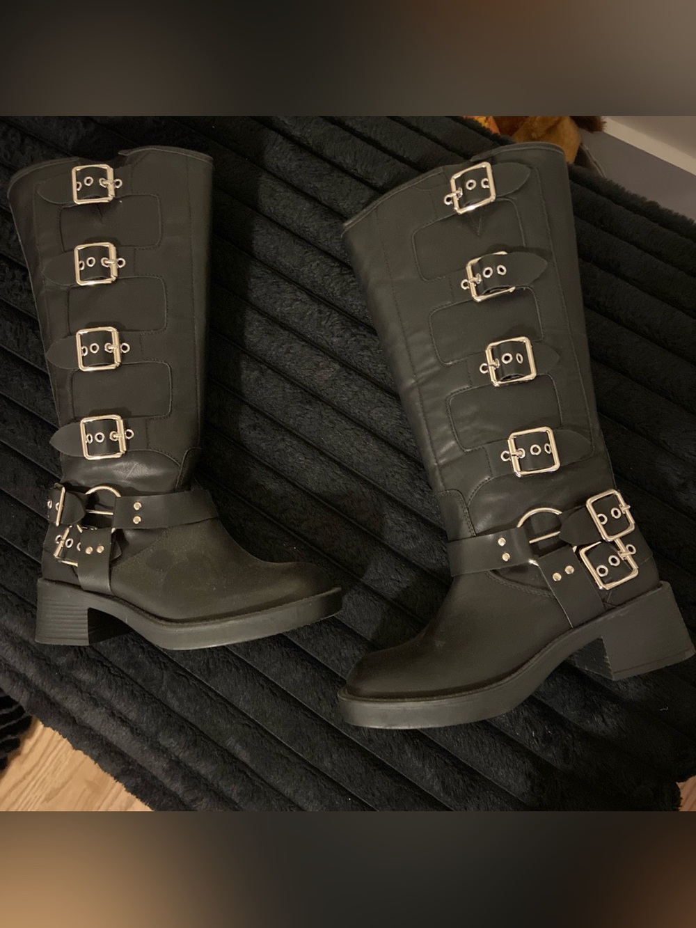Women’s Black Buckle Mid-Calf Boots